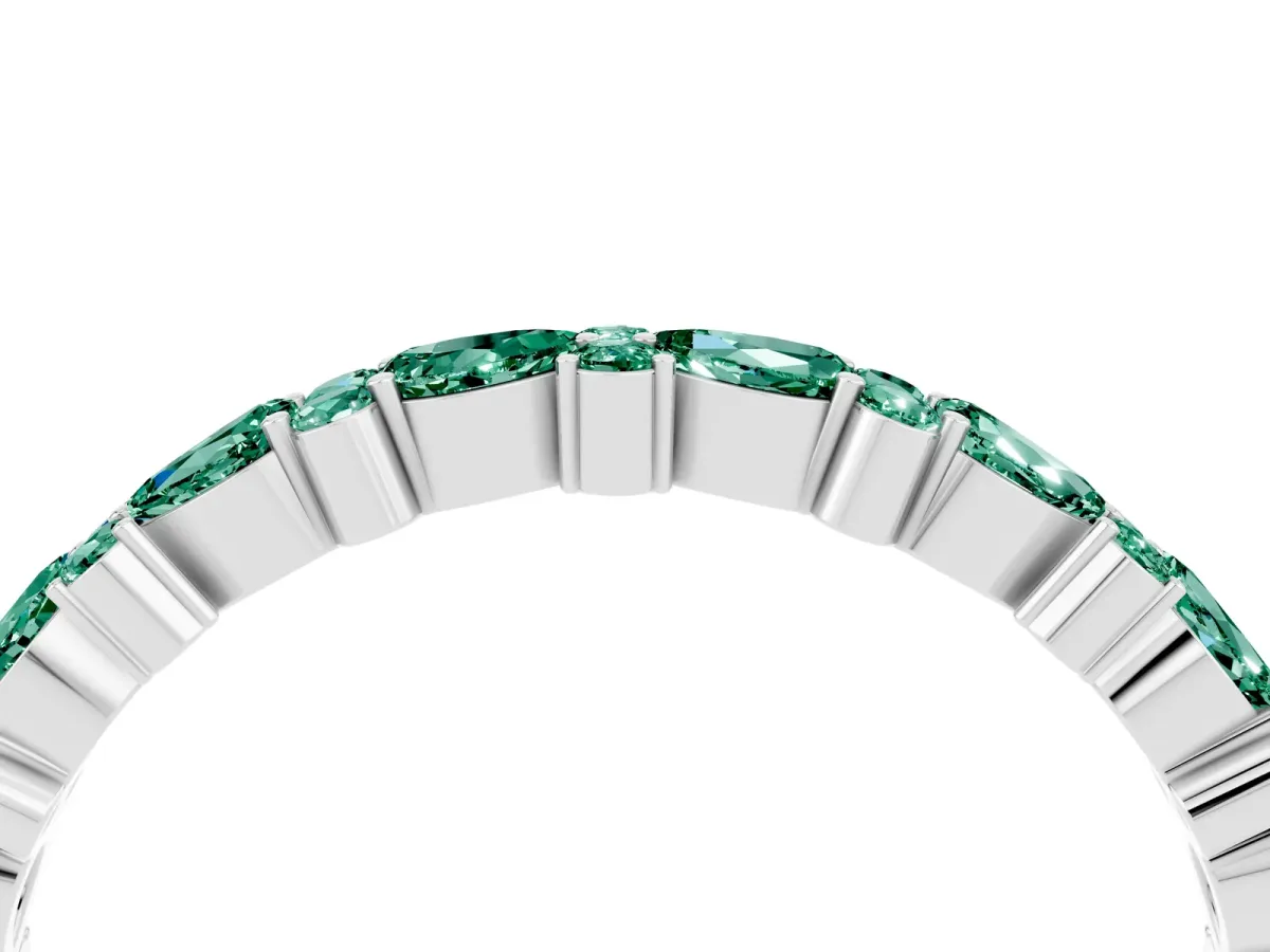 Pear and Round Green Sapphire Wedding Band Platinum
