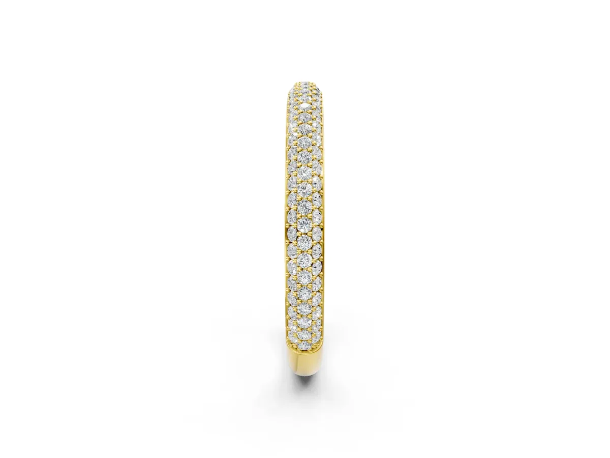 Three-Row Round Diamond Pavé Eternity Band Yellow gold