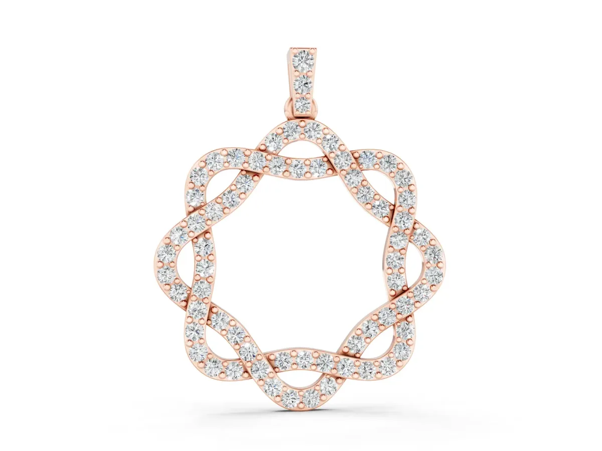 Round Diamond Pavé Infinity Pendant with Prong Setting Rose gold