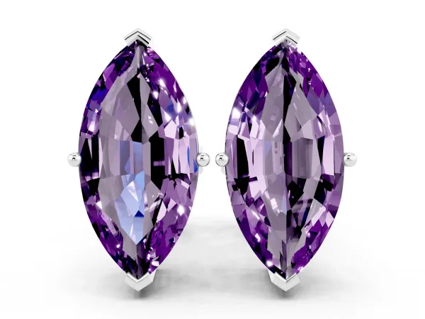 Marquise Cut Amethyst Stud Earrings Platinum