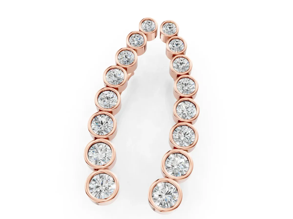 Bezel-Set Round Diamond Climber Earrings Rose gold
