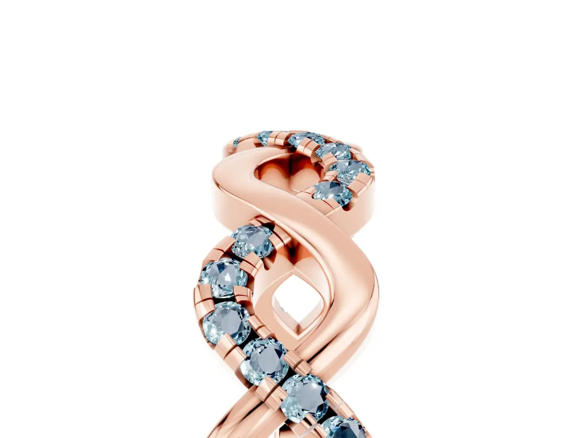 Twist Infinity Round Aquamarine Band with Pavé Setting Rose gold