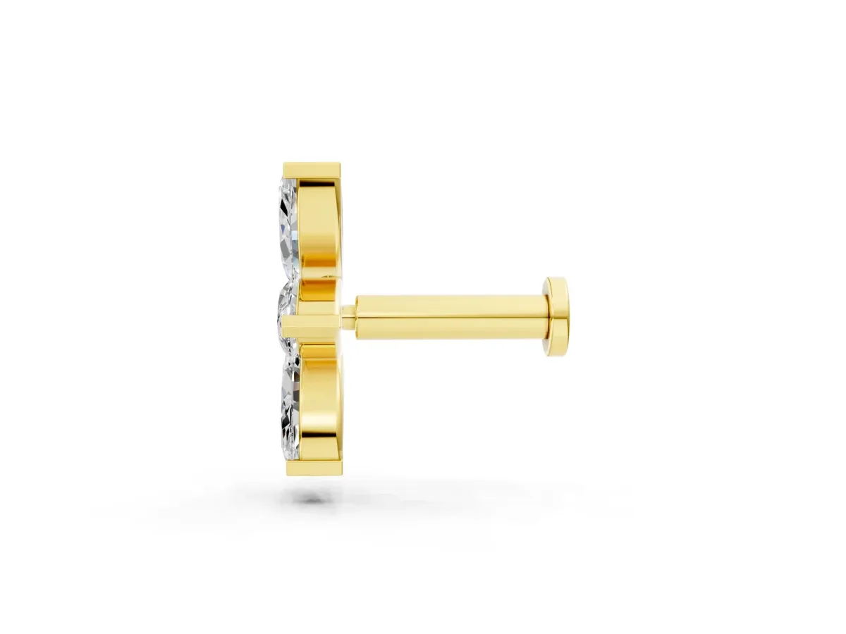 Marquise Diamond Trio Flatback Earring Yellow gold