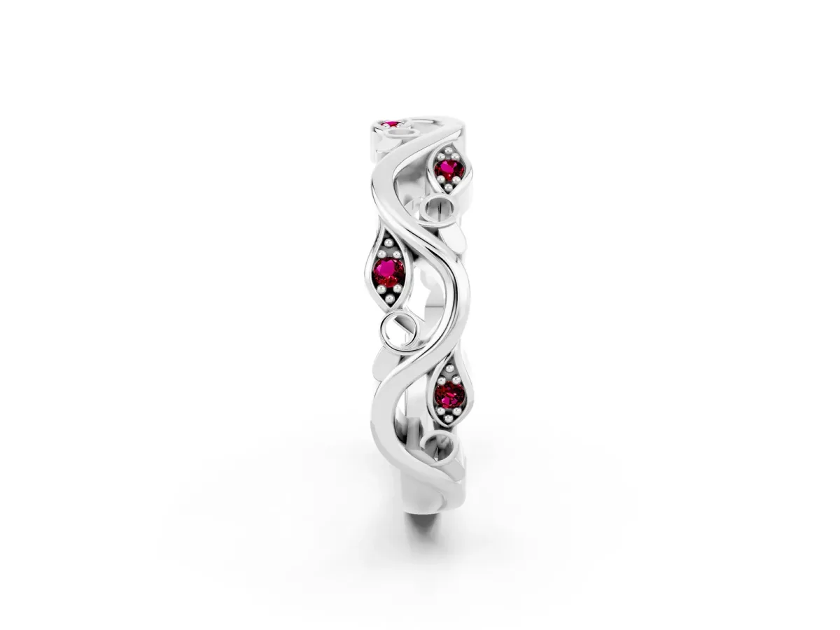 Marquise Garnet Vine Eternity Band with Bezel Setting Platinum
