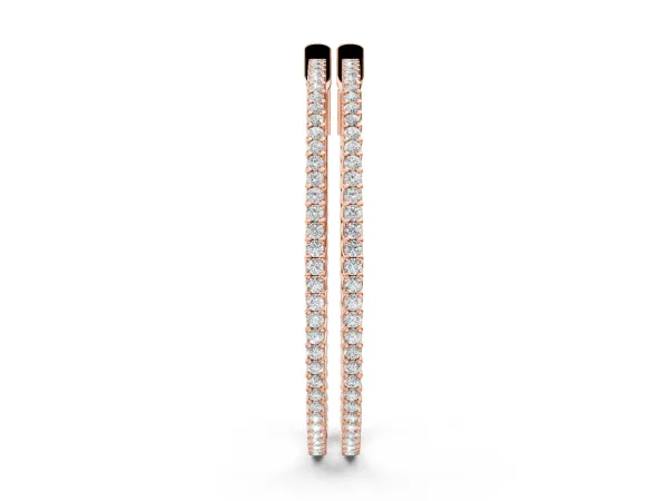 Round Diamond Pave Hoop Earrings with Prong Setting Rose gold