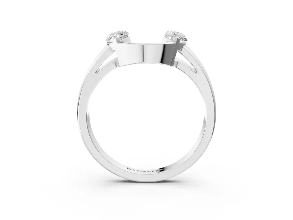 Marquise Diamond Open Band Ring with Tension Setting White gold