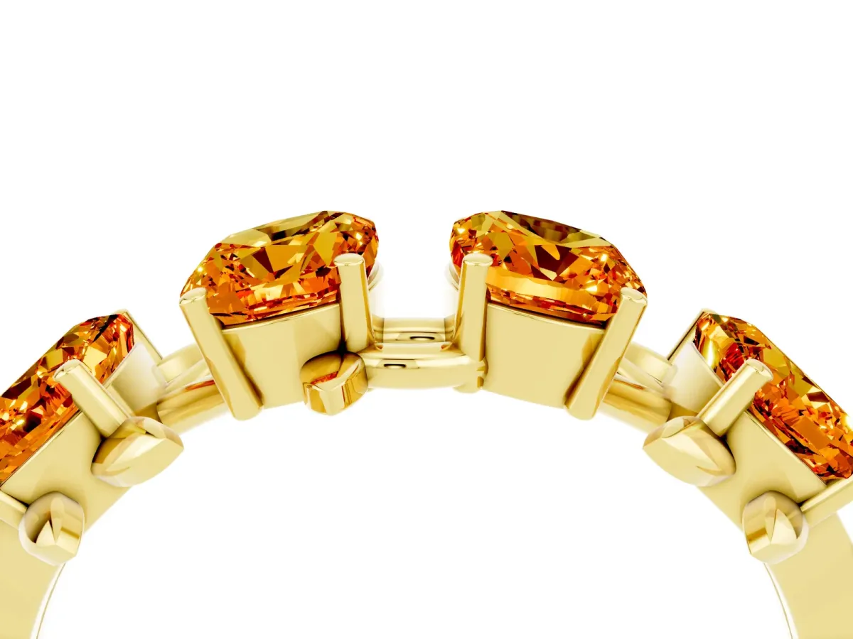 Emerald Cut Citrine Prong-Set Half Eternity Band Yellow gold