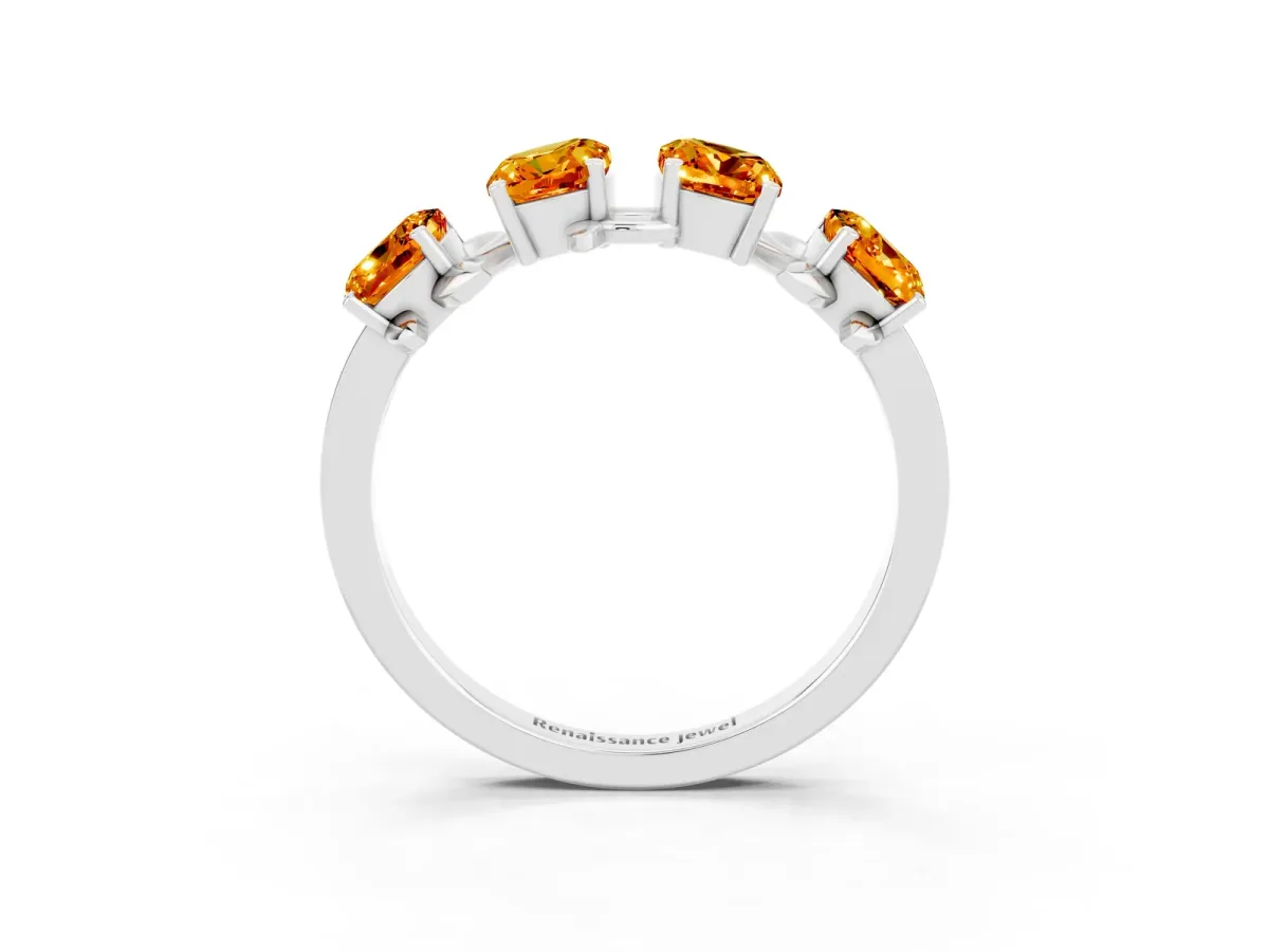 Emerald Cut Citrine Prong-Set Half Eternity Band White gold