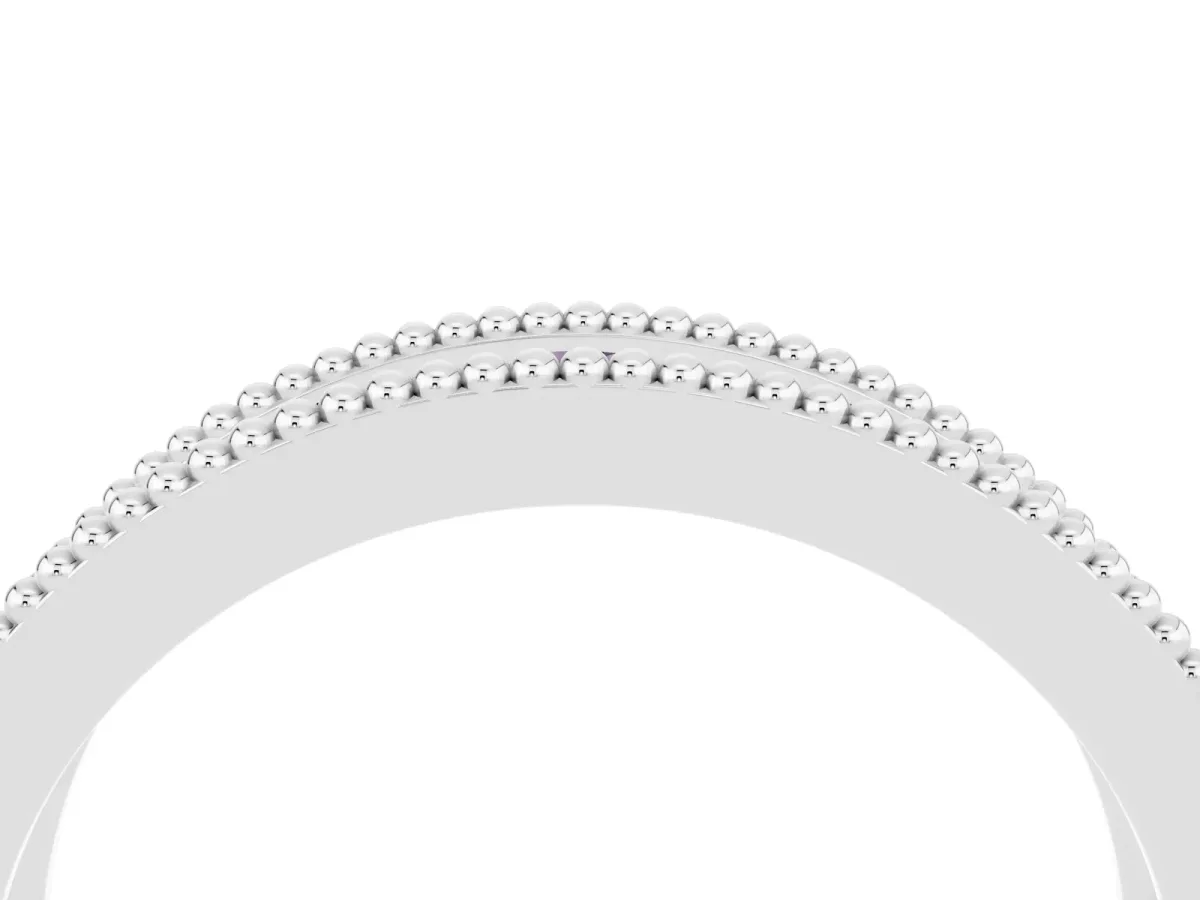 Round Amethyst Twist Milgrain Band with Bezel Setting Platinum