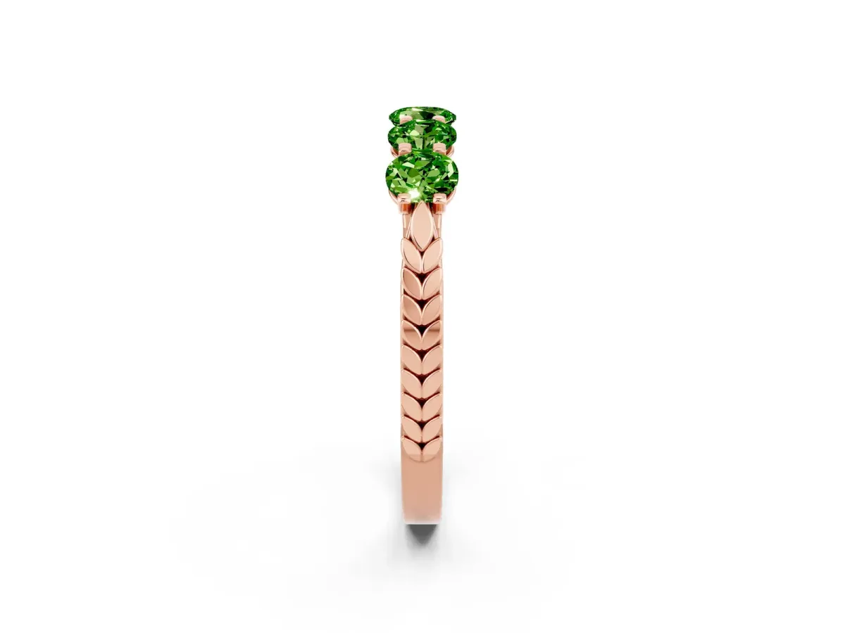 Five-Stone Round Peridot Prong-Set Band Rose gold
