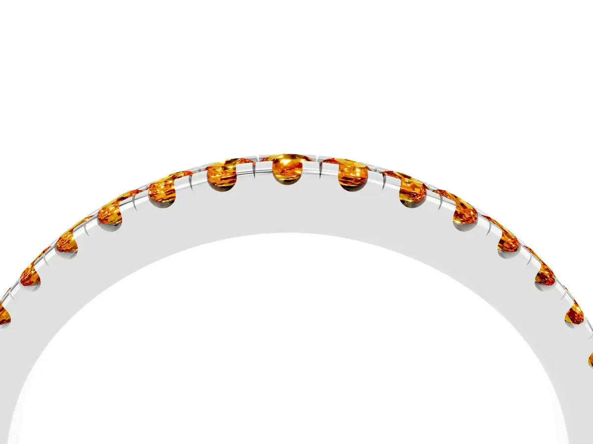 Round Citrine Pavé Half Eternity Band with Shared Prong Setting Silver