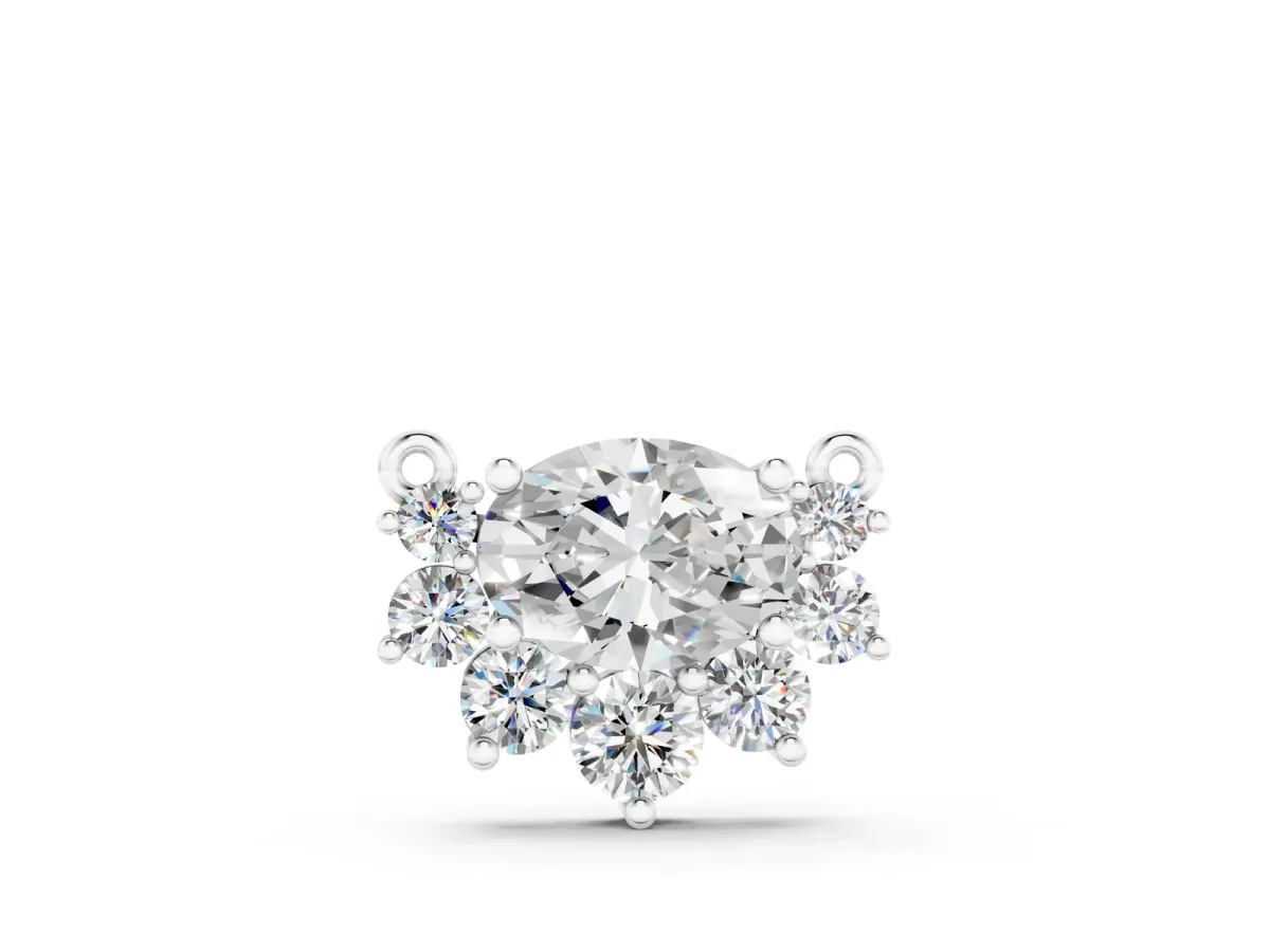 Oval Diamond Cluster Pendant with Prong Setting Silver