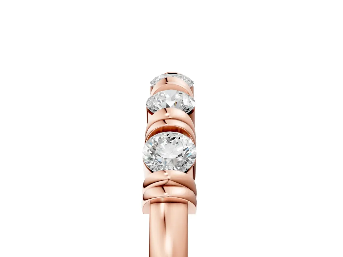 Bezel-Set Round Diamond Half-Eternity Band Rose gold