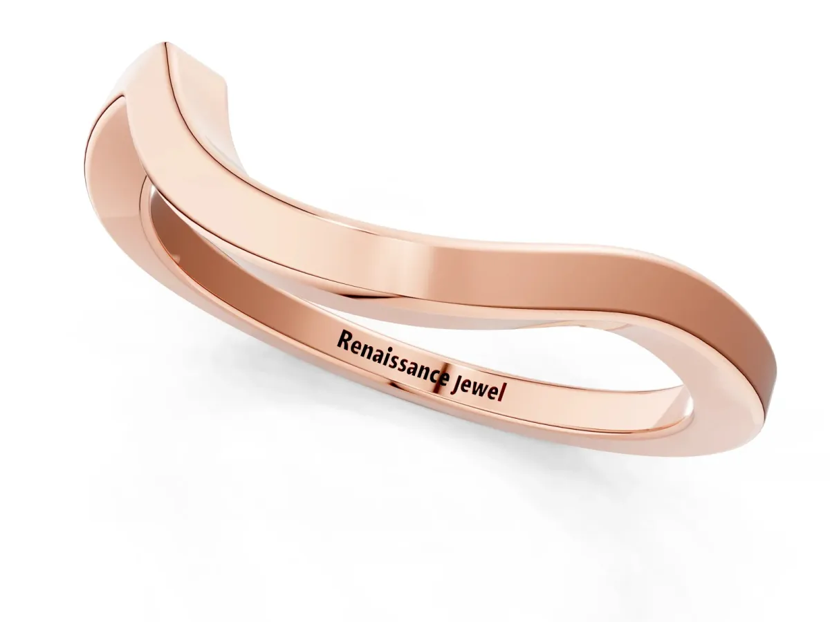 Chevron Curved Solitaire Band Rose gold