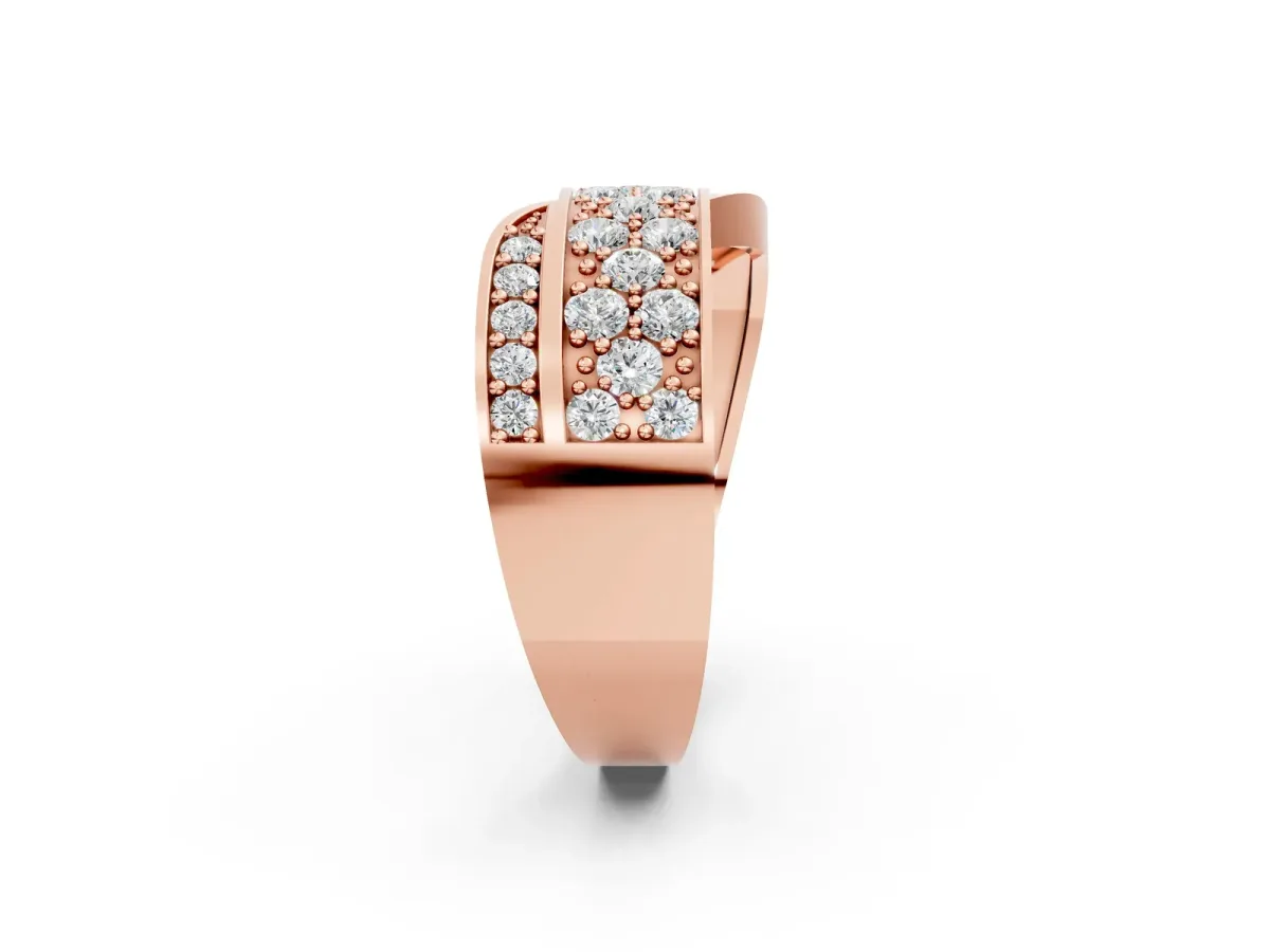 Pavé Round Diamond Crossover Band with Bead Prong Setting Rose gold