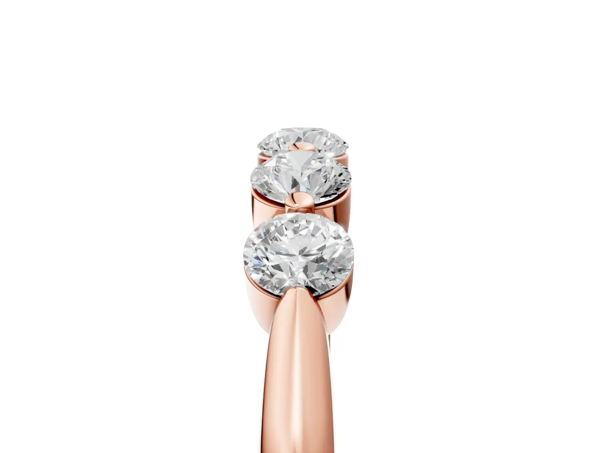 Five-Stone Round Diamond Half-Eternity Band with Prong Setting Rose gold