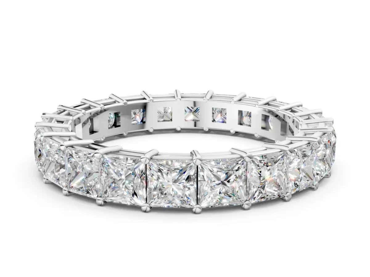 Princess Cut Eternity Band with Shared Prong Setting White gold