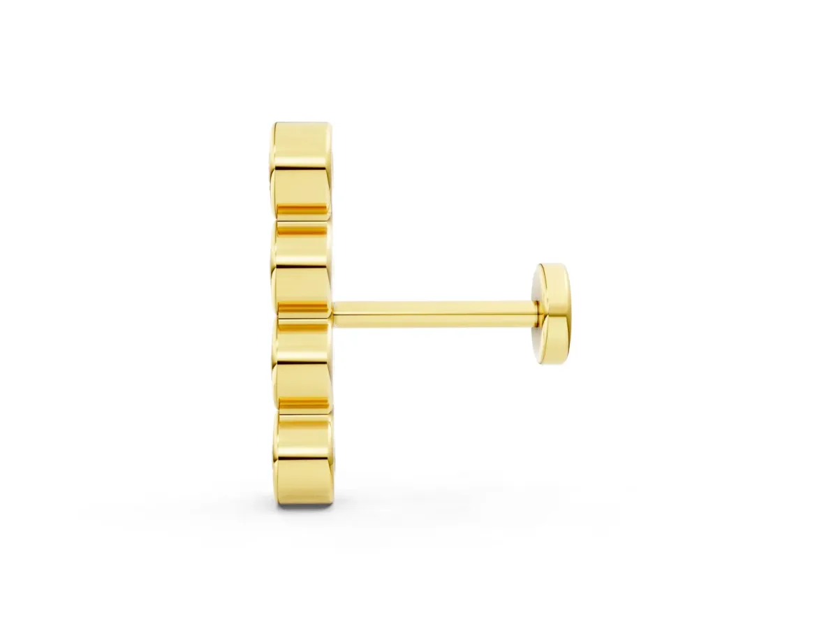 Round Diamond Row Flatback Earring Yellow gold