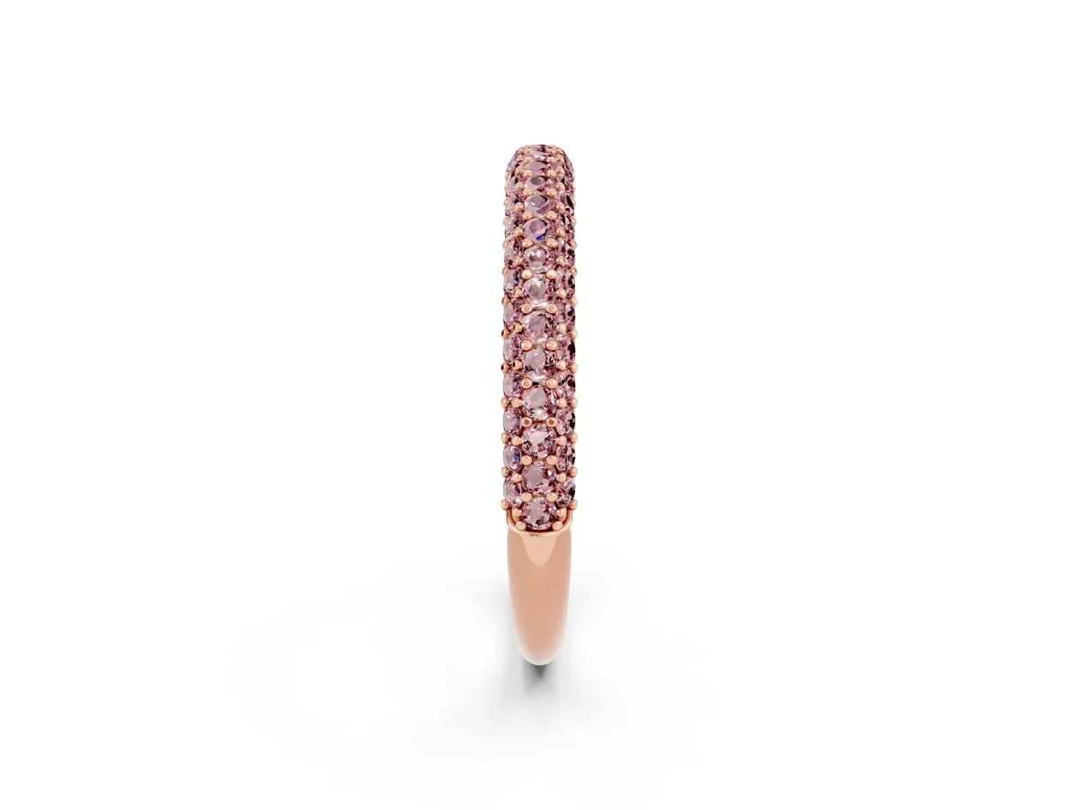 Round Morganite Pavé Eternity Band with Shared Prong Setting Rose gold