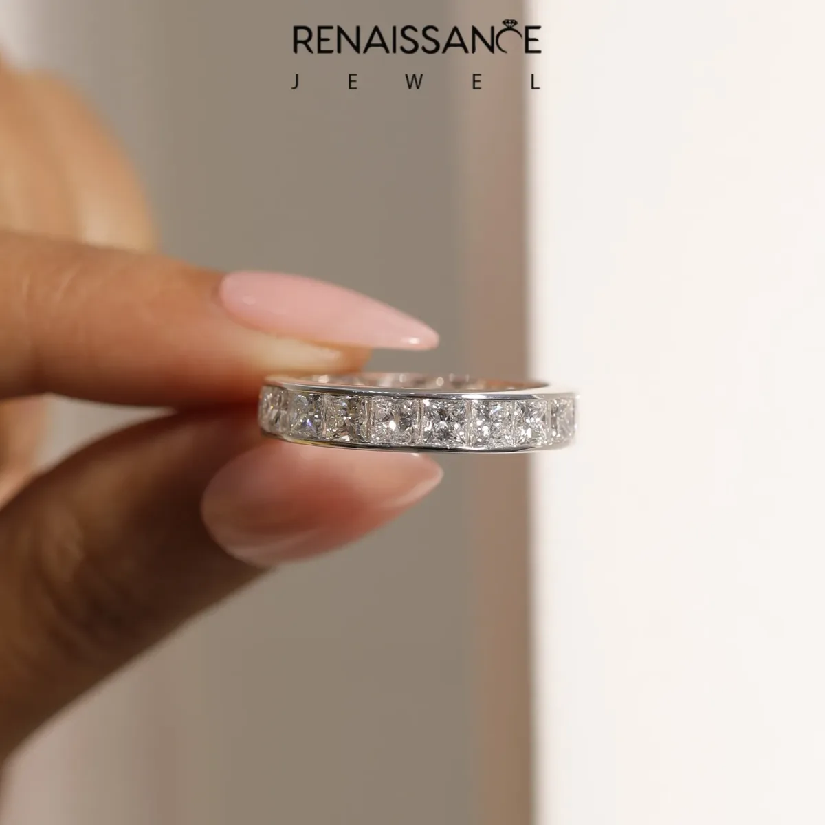 Princess Cut Eternity Band with Channel Set Platinum