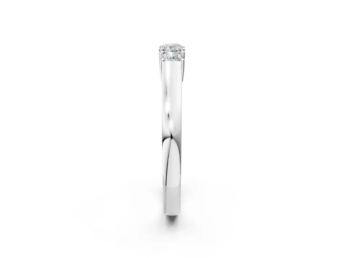 Three-Stone Round Cut Diamond Channel Set Band with Prong Setting Platinum