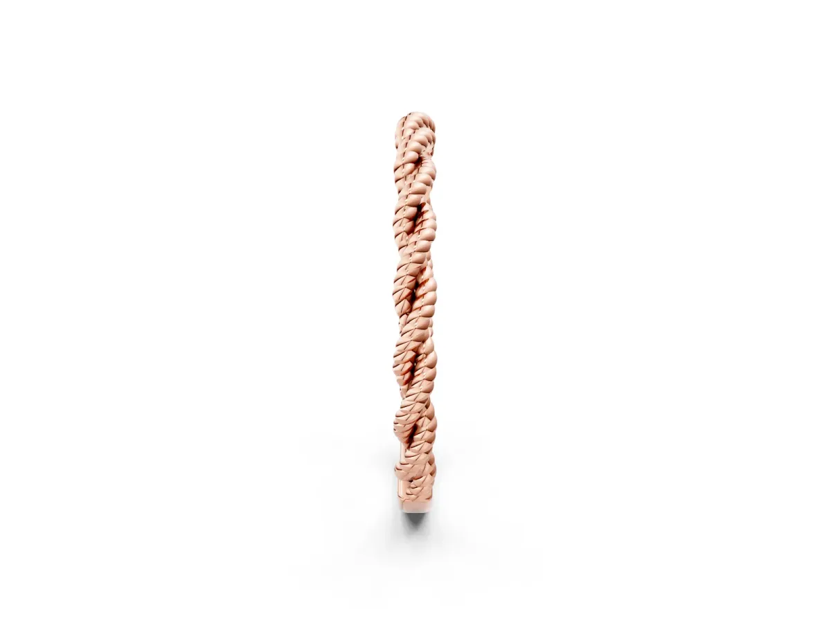 Twisted Rope Solitaire Band with Round Stone and Bezel Setting Rose gold