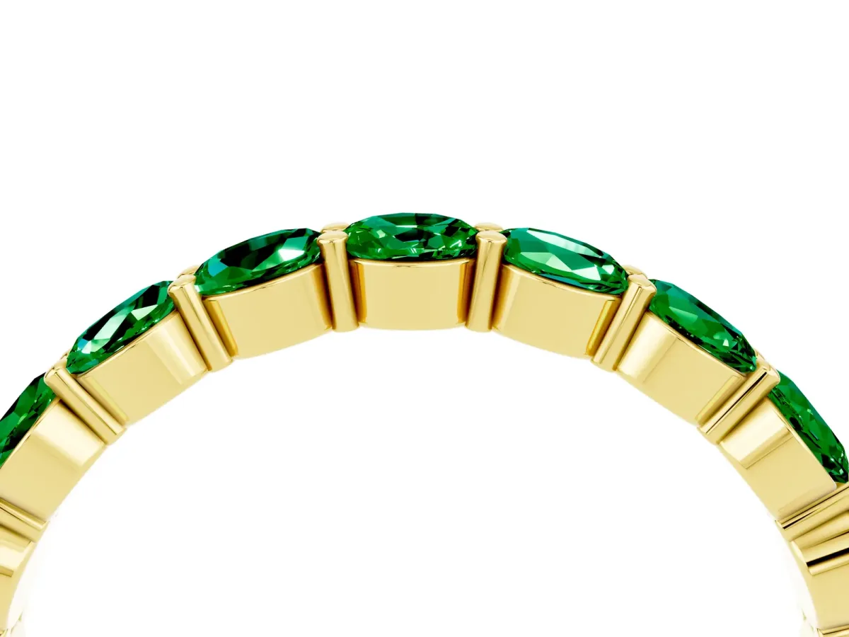 Round Emerald Eternity Band with U-Prong Setting Yellow gold
