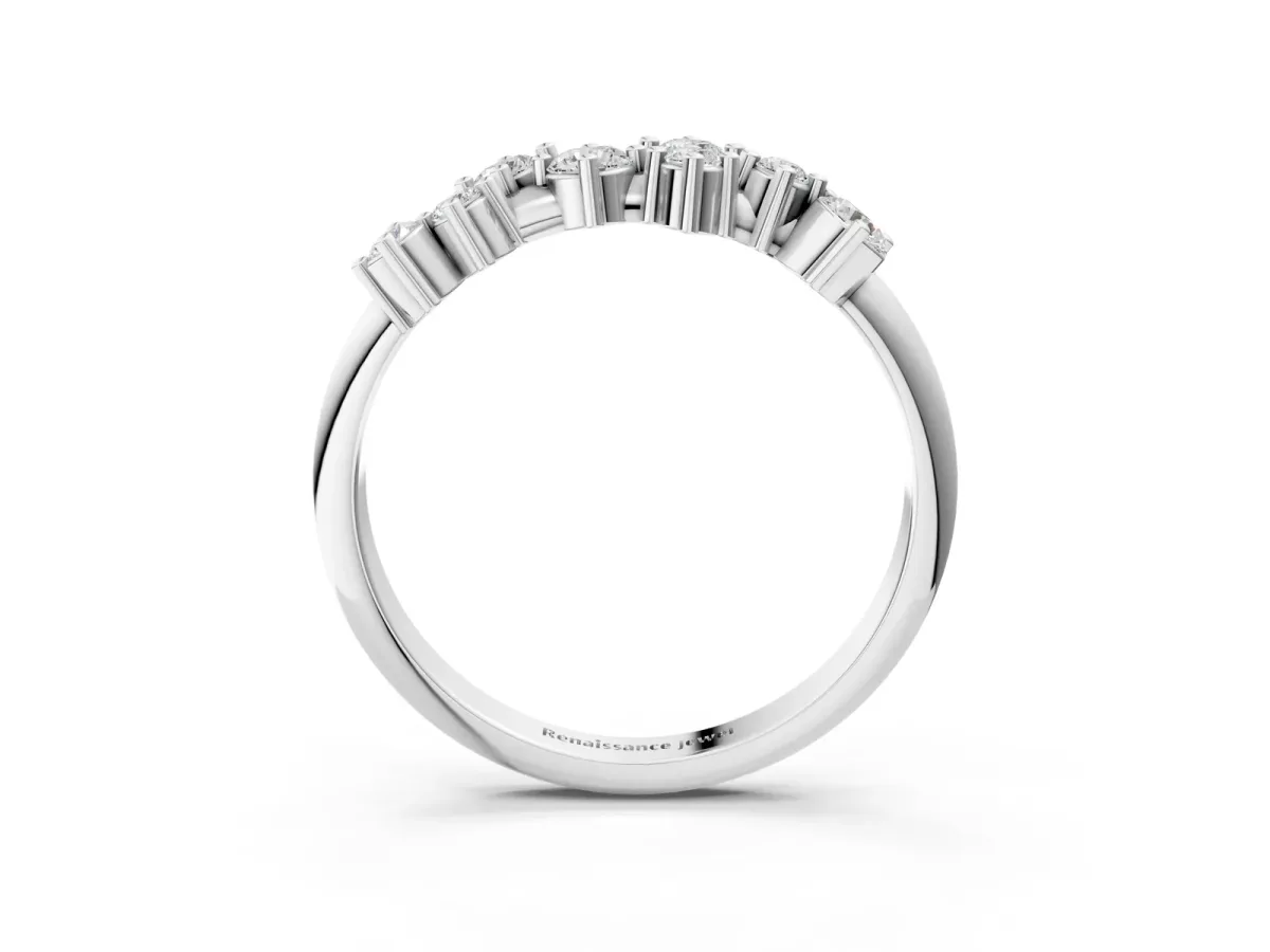 Cluster Diamond Round Cut White Gold Band with Prong Setting White gold
