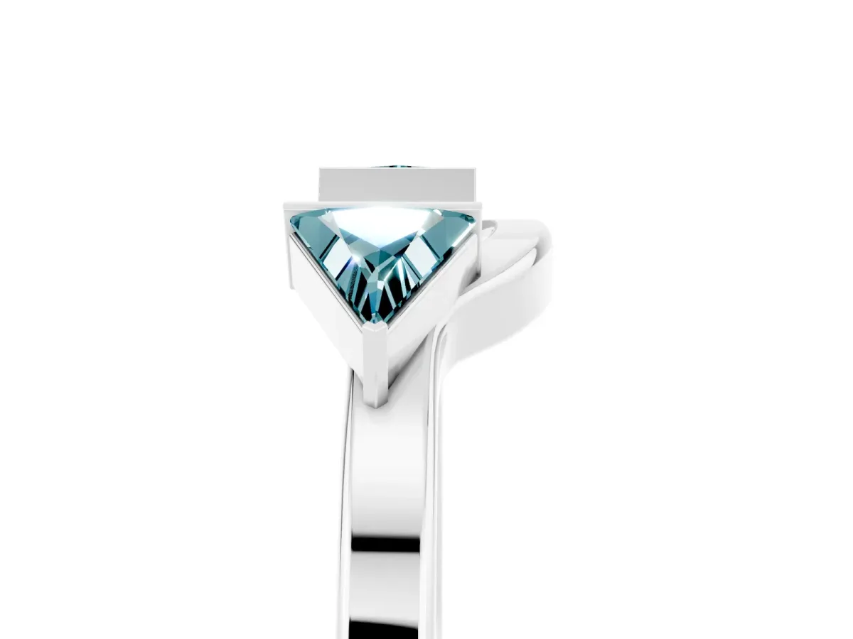 Trillion Blue Topaz Open Band Ring with Bezel Setting Silver