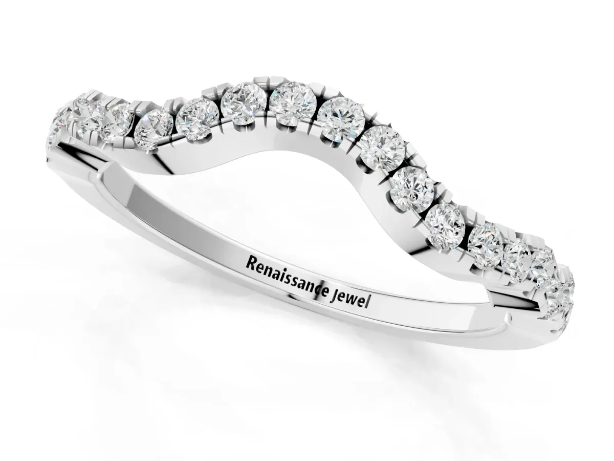 Curved Pavé Round Diamond Eternity Band with U-Prong Setting Silver