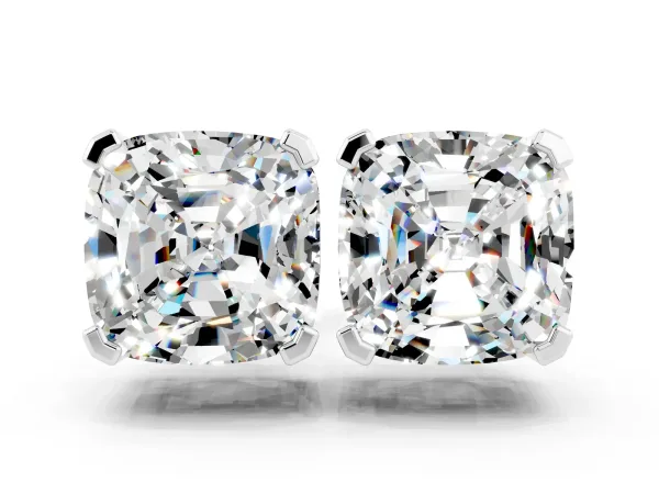 Cushion Cut Moissanite Stud Earrings Platinum
