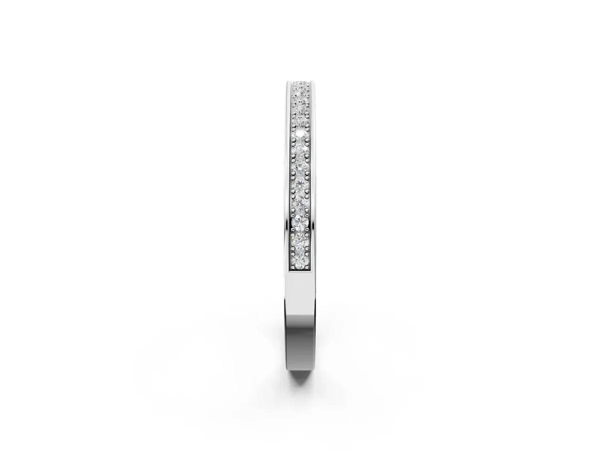 Channel Set Round Diamond Milgrain Engraved Band Platinum