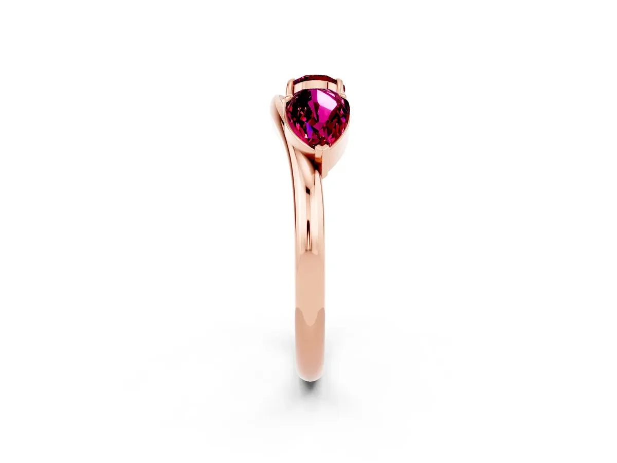 Two-Stone Pear Garnet Bypass Ring with Prong Setting Rose gold