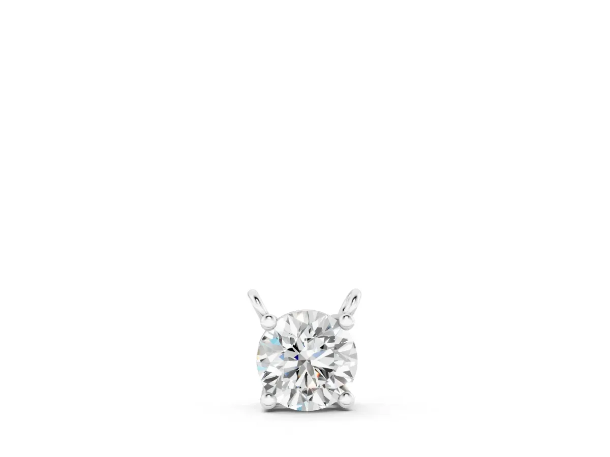 Round Solitaire Pendant with Four-Prong Basket Setting White gold