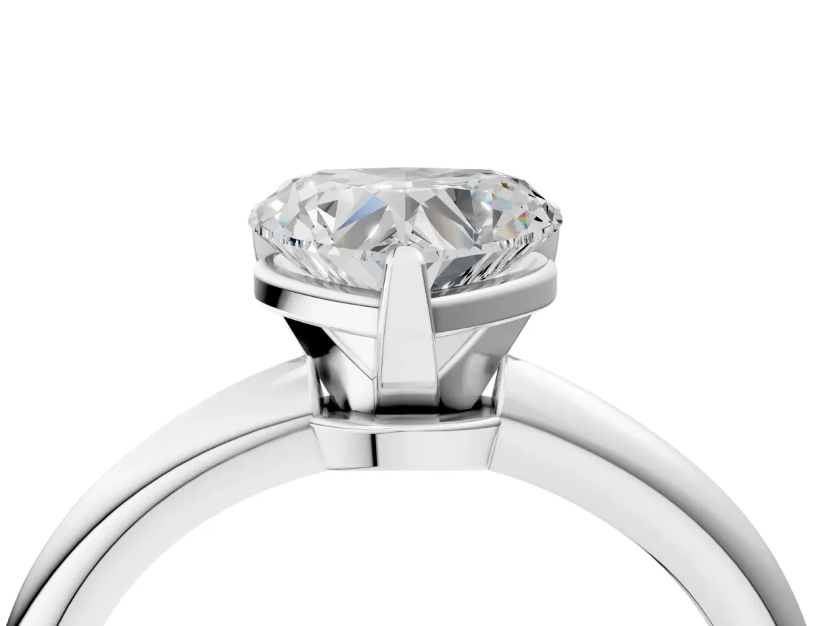 Heart Cut Diamond Solitaire Ring with Six-Prong Setting and Classic Band Silver