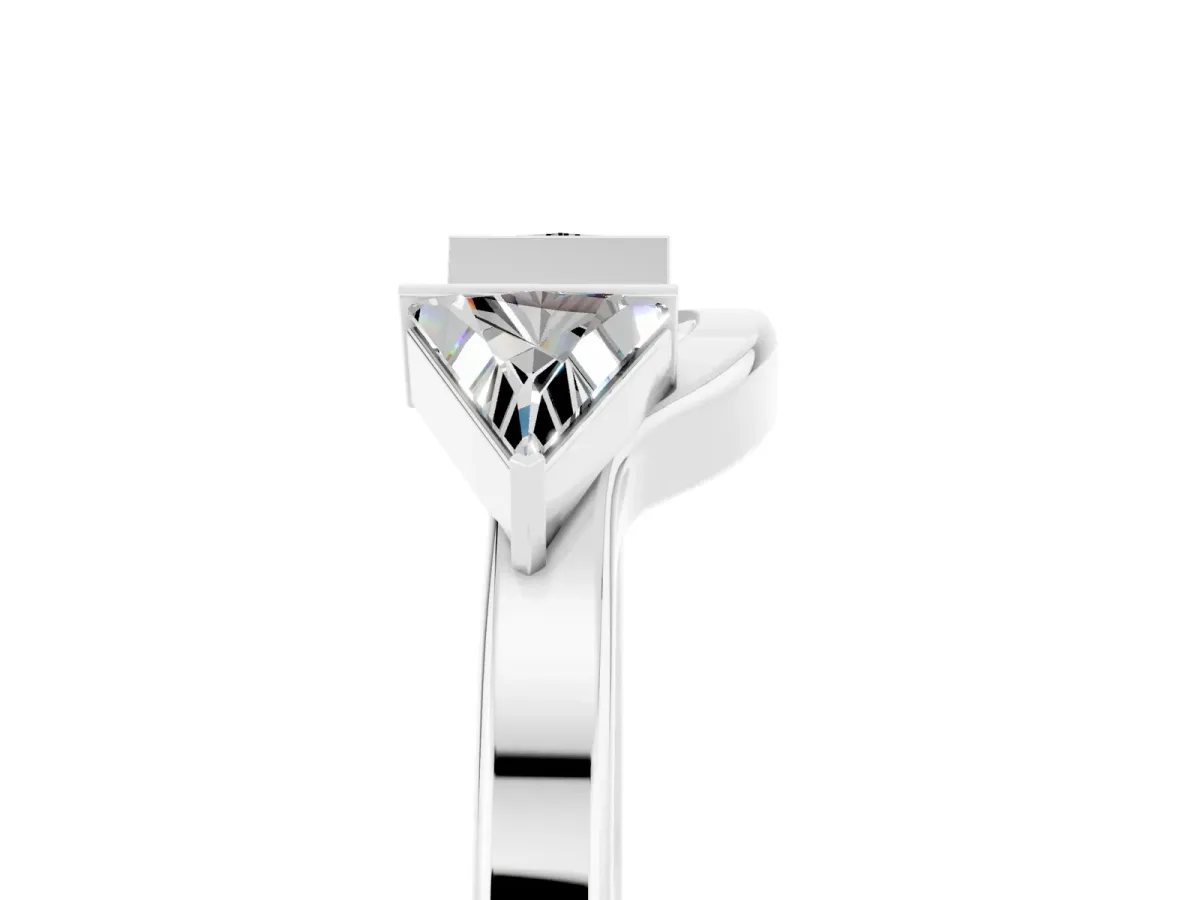 Trillion Moissanite Open Band Ring with Bezel Setting Platinum