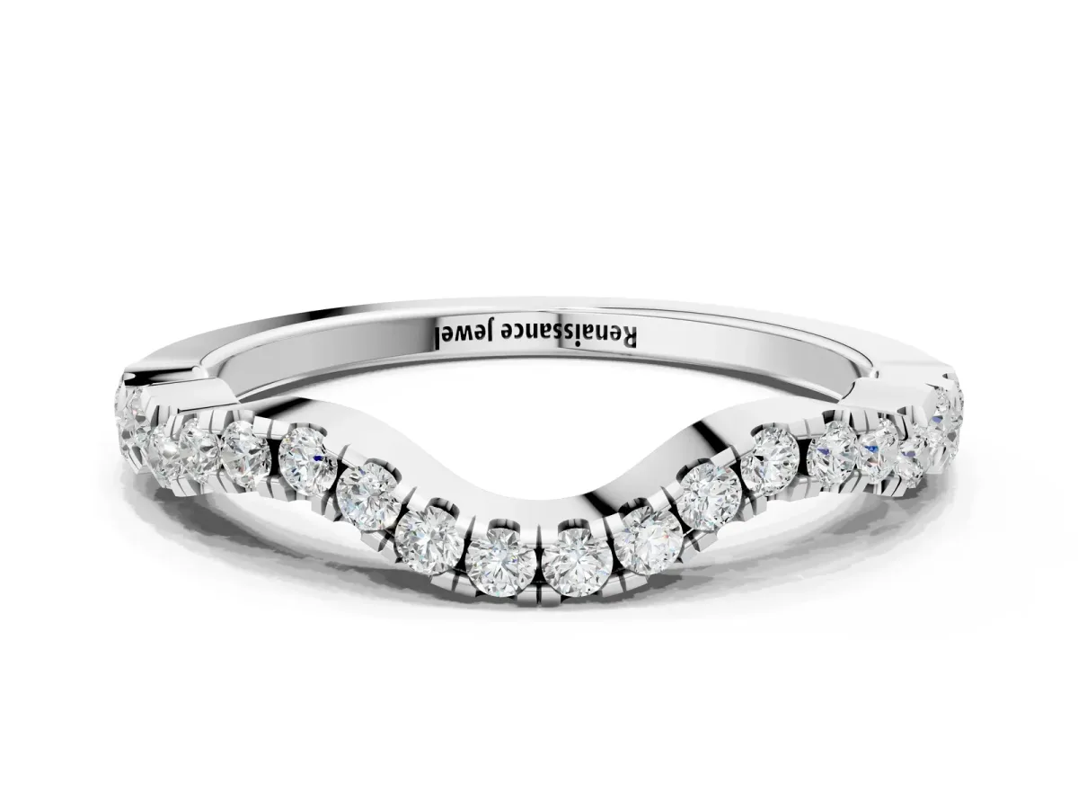 Curved Pavé Round Diamond Eternity Band with U-Prong Setting Silver