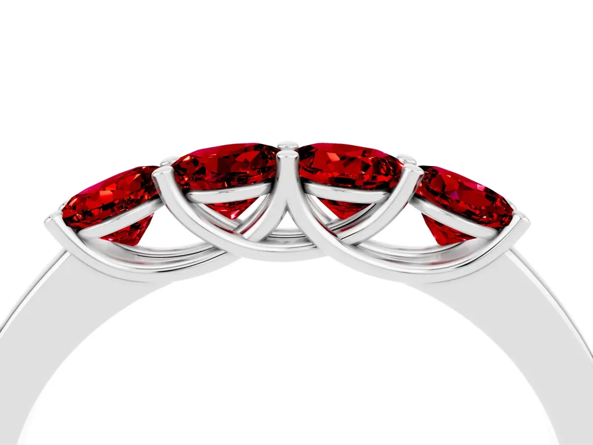 Four-Stone Round Ruby Prong-Set Band Silver