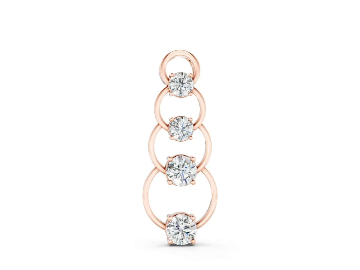 Round Diamond Four-Prong Circle Pendant Rose gold