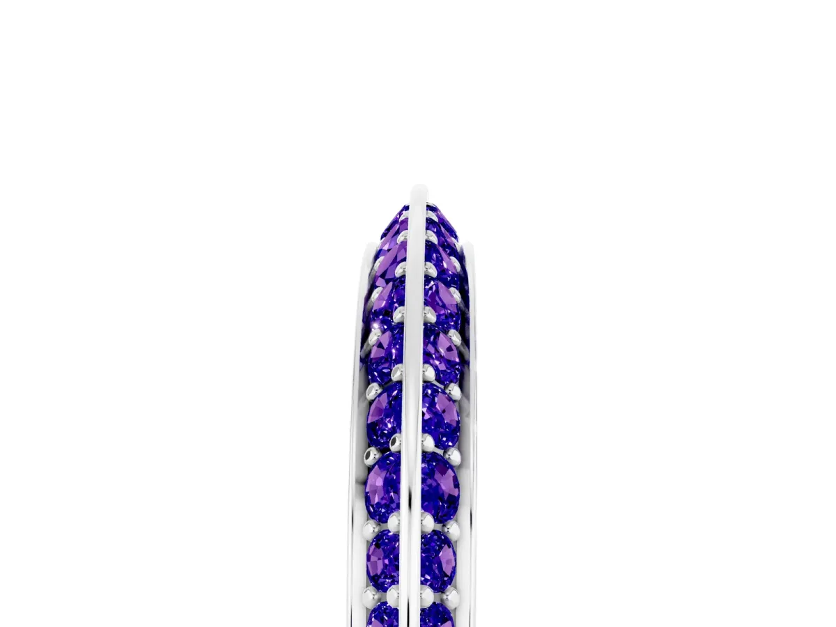 Double Row Pavé Round Tanzanite Eternity Band with Channel Setting Platinum