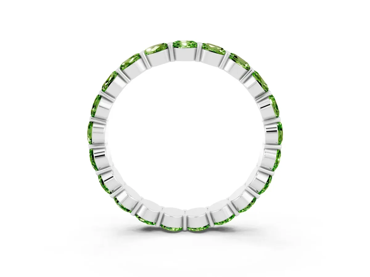 Round Peridot Eternity Band with U-Prong Setting Silver