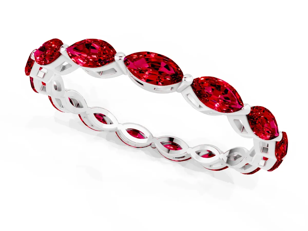 Marquise Ruby Eternity Band with U-Prong Setting White gold