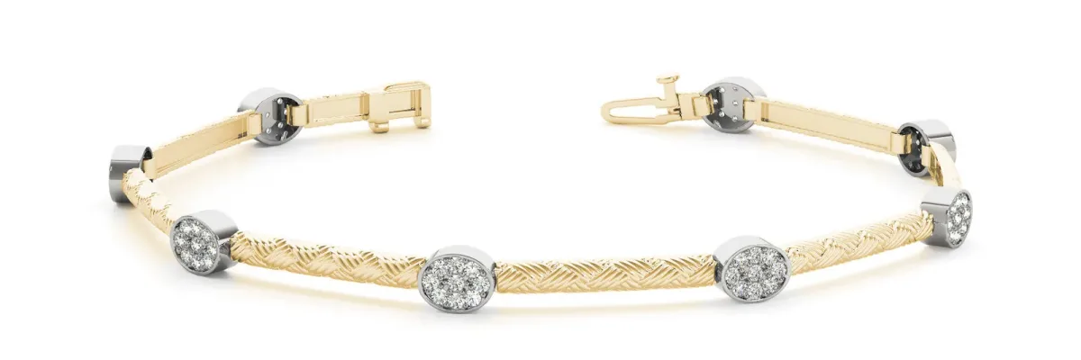 Round Diamond Pavé Cable Bangle Bracelet Yellow gold