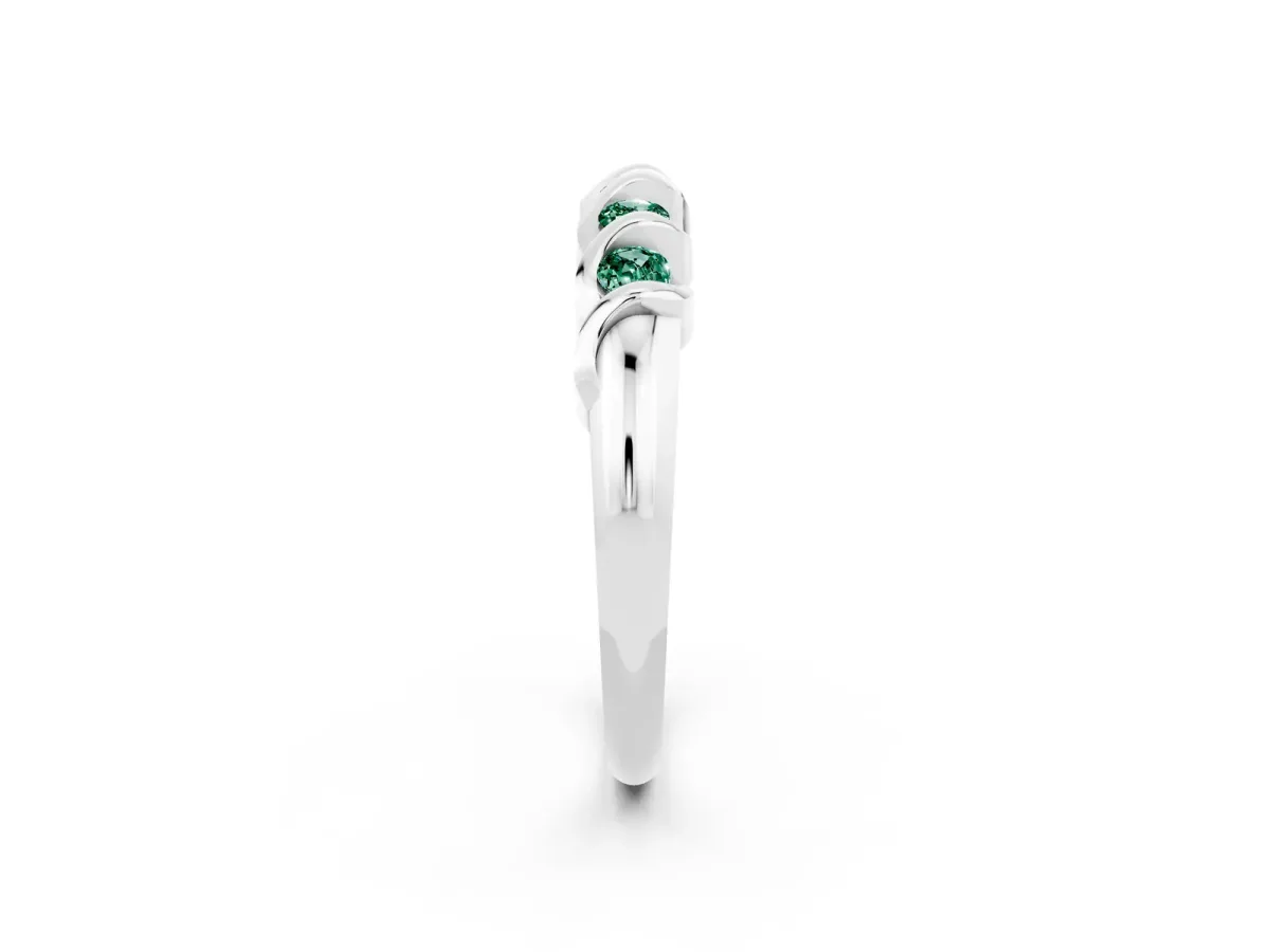 Round Green Sapphire Eternity Band with Twist Prong Setting Silver