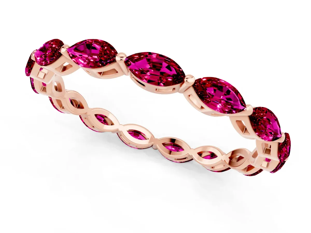 Marquise Garnet Eternity Band with U-Prong Setting Rose gold