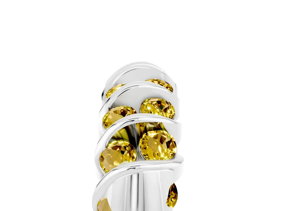 Channel Set Round Yellow Sapphire Multi-Row Band Platinum