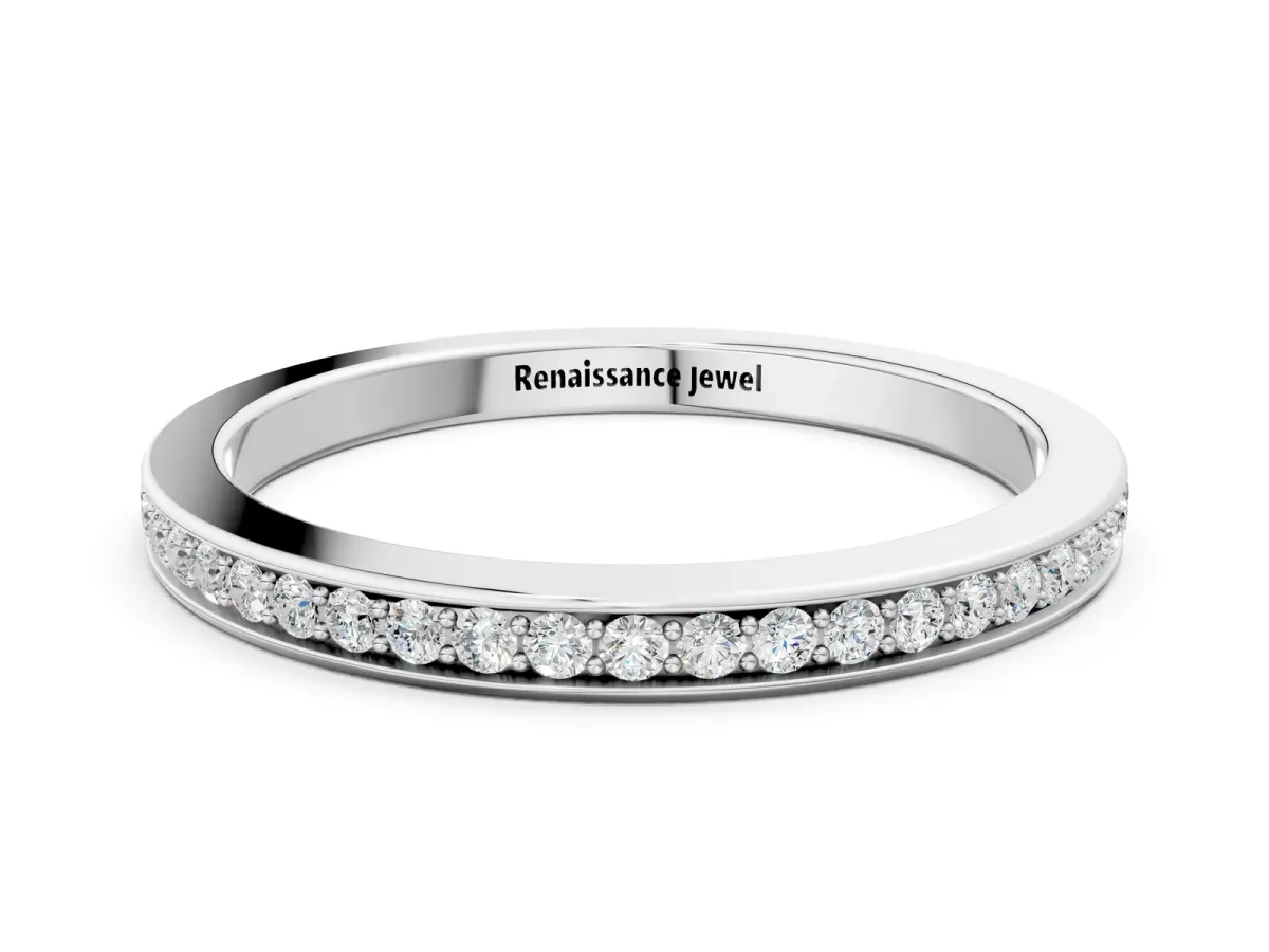 Round Diamond Pavé Set Eternity Band with Channel Setting Silver