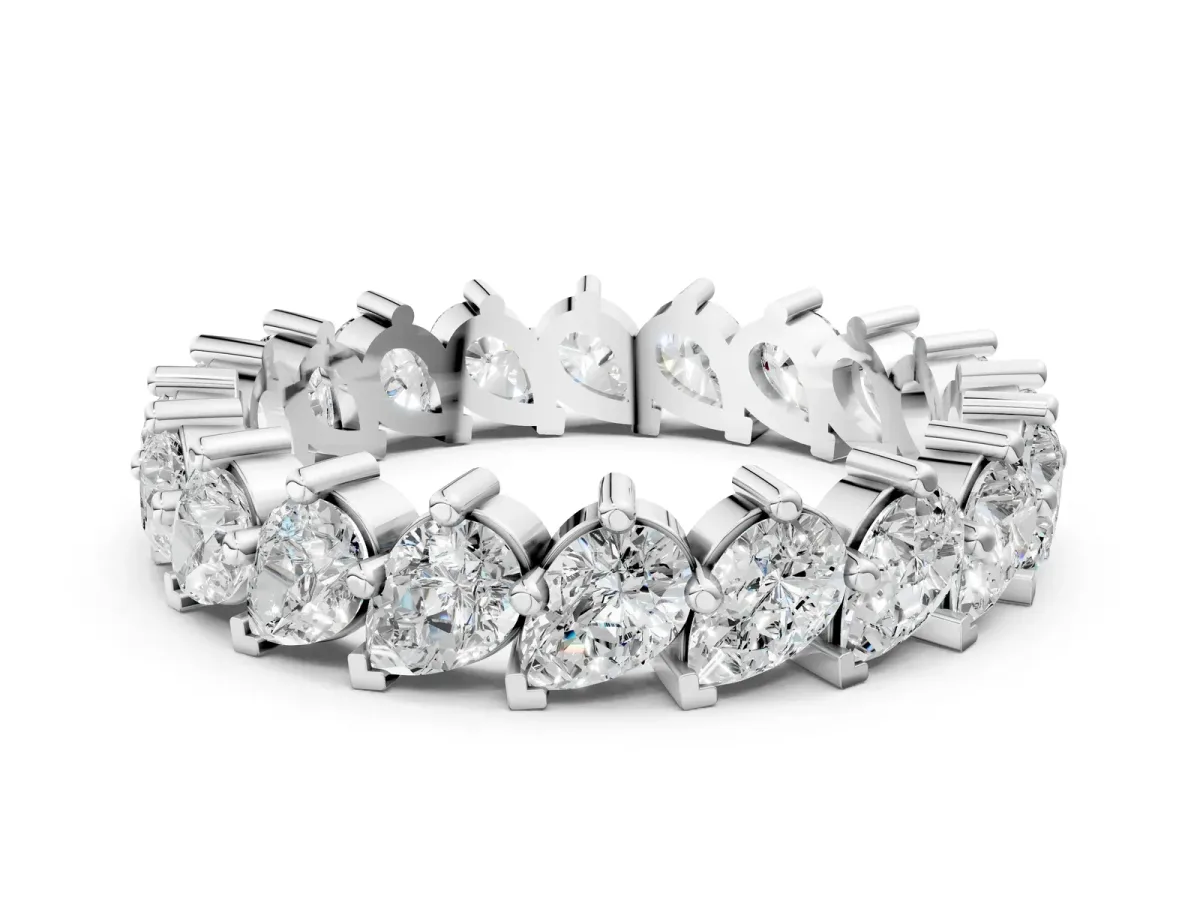 Pear Diamond Full Eternity Band with Shared Prong Setting Silver