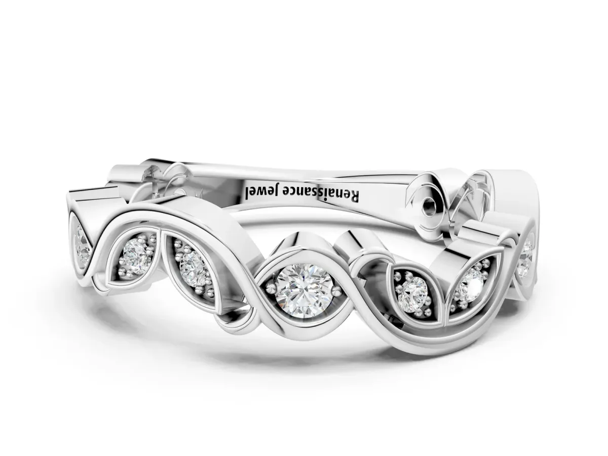 Marquise and Round Diamond Infinity Eternity Band with Bezel Setting Silver