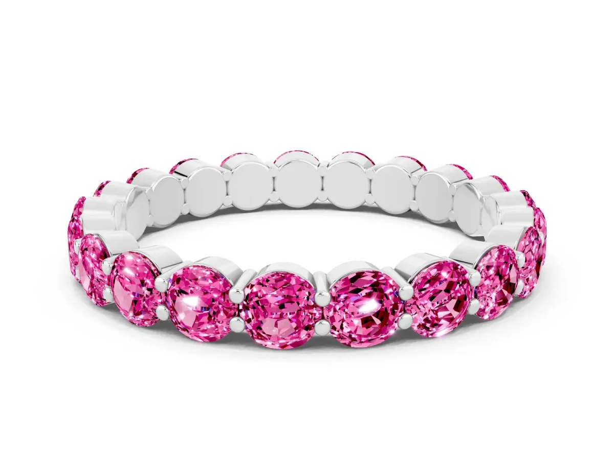 Round Pink Sapphire Eternity Band with U-Prong Setting White gold